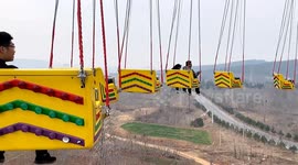 High-altitude swing malfunction leaves visitors stranded mid-air in China