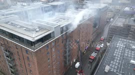 Drone footage of Edinburgh apartment fire that triggered evacuations