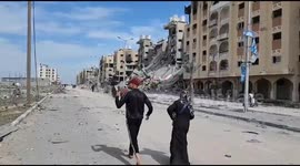 Destruction of the Hamad City residential towers in Khan Yunis, Gaza