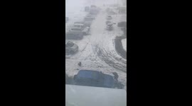 Powerful winds blow dog walker off their feet in Russia's Kamchatka Peninsula