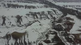 The Snow-covered Qigu Grand Canyon in Xinjiang, China
