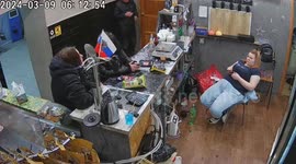 Man smashes bottle over woman's head in shocking attack in Russian bar