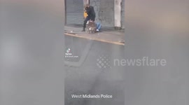 Moment police dog set on