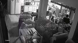 Terrifying moment pressure cooker exploded - spurting steam and boiling soup across the room