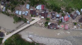 Aerial video of the impact of flash floods that destroyed hundreds of houses, triggered by extreme rain of up to 320 millimeters per day
