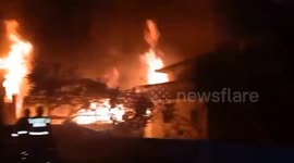 Fire at godown causes oil spill in Hyderabad South India