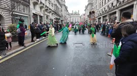 Hare Krishna’s take part in the annual St Patrick’s day parade held in London