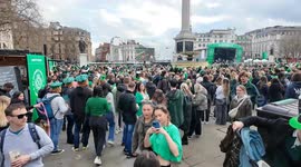 Huge queues for the bars at St Patrick's Day is celebrated in Trafalgar Square