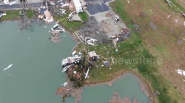 Aerial footage shows tornado damage across Indiana