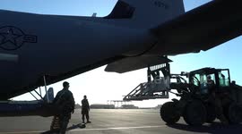 U.S. Airmen Load AFCENT C-130s and AMC C-17s with Humanitarian Aid for Gaza Airdrops
