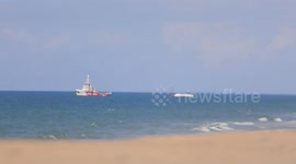 The first aid ship to arrive in the Gaza Strip via the sea corridor