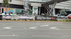 People block street demanding hostages exchange deal in Tel Aviv, Israel