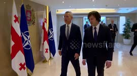 NATO Secretary General Stoltenberg arrives in Tbilisi, Georgia on a visit