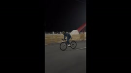 Chinese Man's Unconventional Cycling Workout Shocks Onlookers