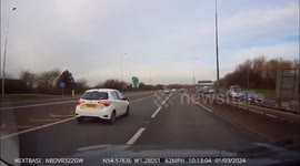 Drivers swerve to avoid car driving wrong way down A19