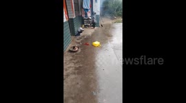 Chinese children play with firecrackers in Hunan, China