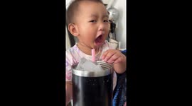 Baby has hilarious reaction to her first sips of lemonade
