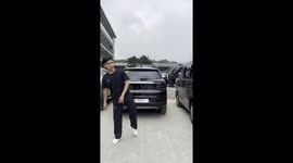 Fighter's martial arts demonstration fails when he slips onto his back