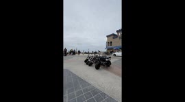 Guy jump 4 Moto bikes with no ramp at the beach San Diego