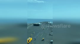 U.S. fighter jets take off from aircraft carrier in Yemen