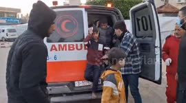 Injured Palestinian children evacuated from Bureij following Israeli strikes on Gaza