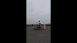 Stunt involving trampoline and car goes wrong in Russia