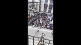 Anti-government protest meets police line in Avellaneda, Argentina