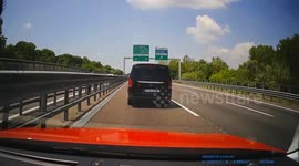 Accident: Camper Van Wheel Fly's Off Amidst Busy Highway Introducing Road Hazard