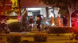 Pomona Car Flies Off 10 Freeway Into Building Trapping Two in Los Angeles, CA, USA