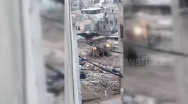 Israeli military bulldozer vandalise the infrastructure in Nour Shams camp