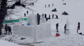 Taj Mahal made out of snow brings tourists to north India