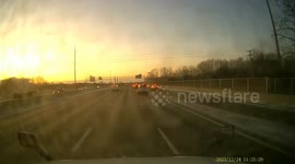 Reckless Driving: Red Pick-Up Truck Loses Control Colliding Into Two Vehicles