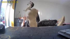 Clumsy mishap as Chinese man's accidental slip sends cats soaring
