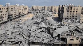 Large-scale destruction in Hamad City in Khan Yunis