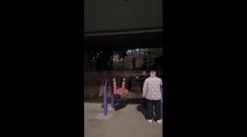 Pensioner shows off her parallel bar skills in China