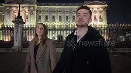 Members of the public outside of Buckingham Palace react to the sad news that Catherine, Princess of Wales has been diagnosed with having cancer,