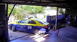 Toddler nearly run over by mum reversing on driveway