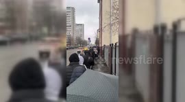 People line up for blood donation in Moscow, Russia