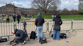 Media gather outside Kensington Palace as Princess Catherine reveals a cancer diagnosis