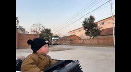 Chinese Dad Surprises Kid by Bringing Home Big Ultraman Toy in Truck