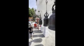 Bird makes its nest in large brass bell