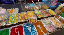 Deep fried ice cream topped with sweets looks delicious