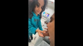 Girl offers dad to take a small bite of chocolate, starts crying when he almost eats it all