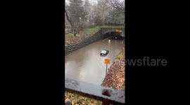 Video shows vehicle submerged by floodwater in Central Park, New York City