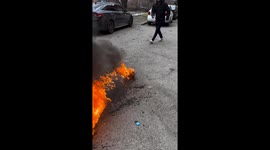 Fiery football: kicking flames in Dagestan