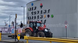 Glimpse of first tractors arriving into London for Save British Farming demo