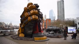 A giant King Kong hits London to promote the movie Godzilla x Kong The New Empire