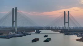 Subei Canal Transportation in Huaian, China