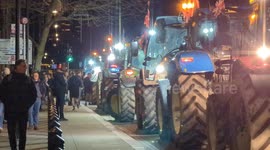 Tractors park up along Whitehall as farmers protest over UK food security