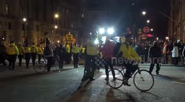 Farmers leave Westminster after bringing Central London to a standstill with a go-slow protest against the UK government